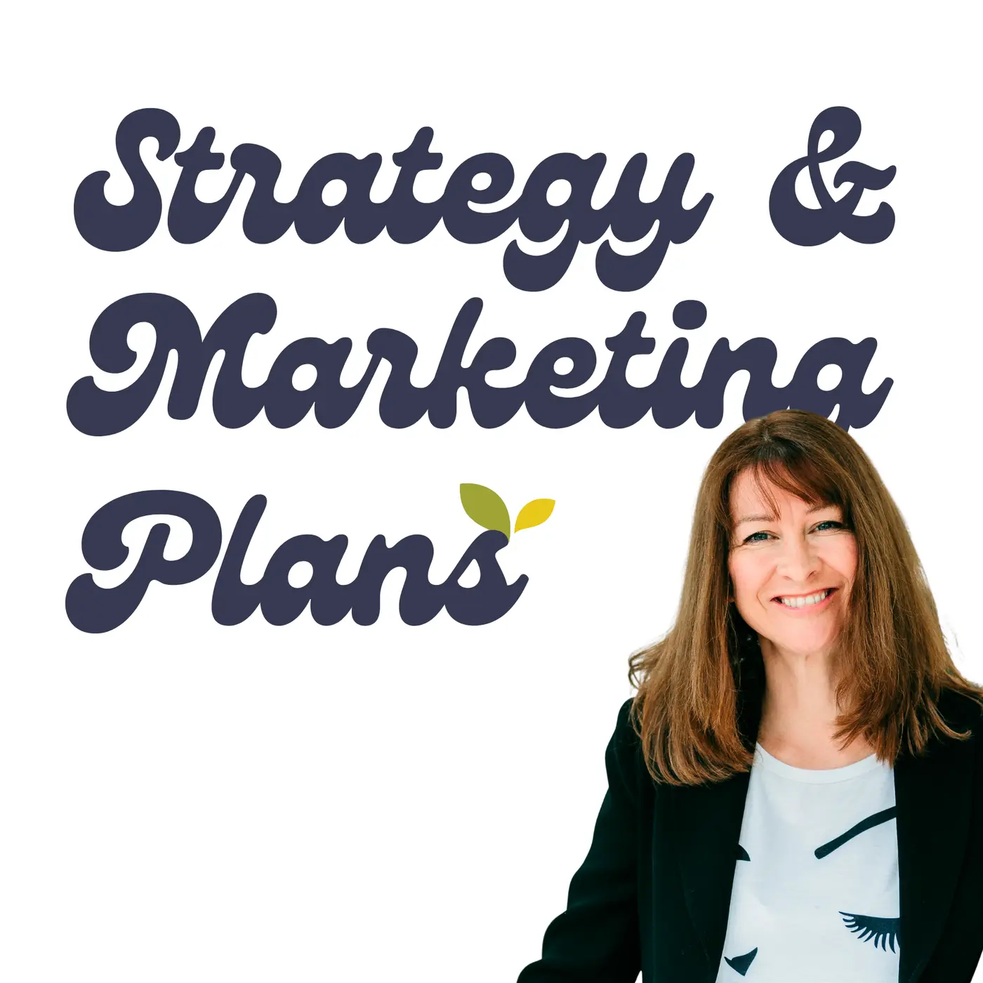 STrategy and marketing plans with image of woman with dark hair