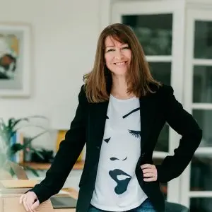 Dark haired woman with jacket